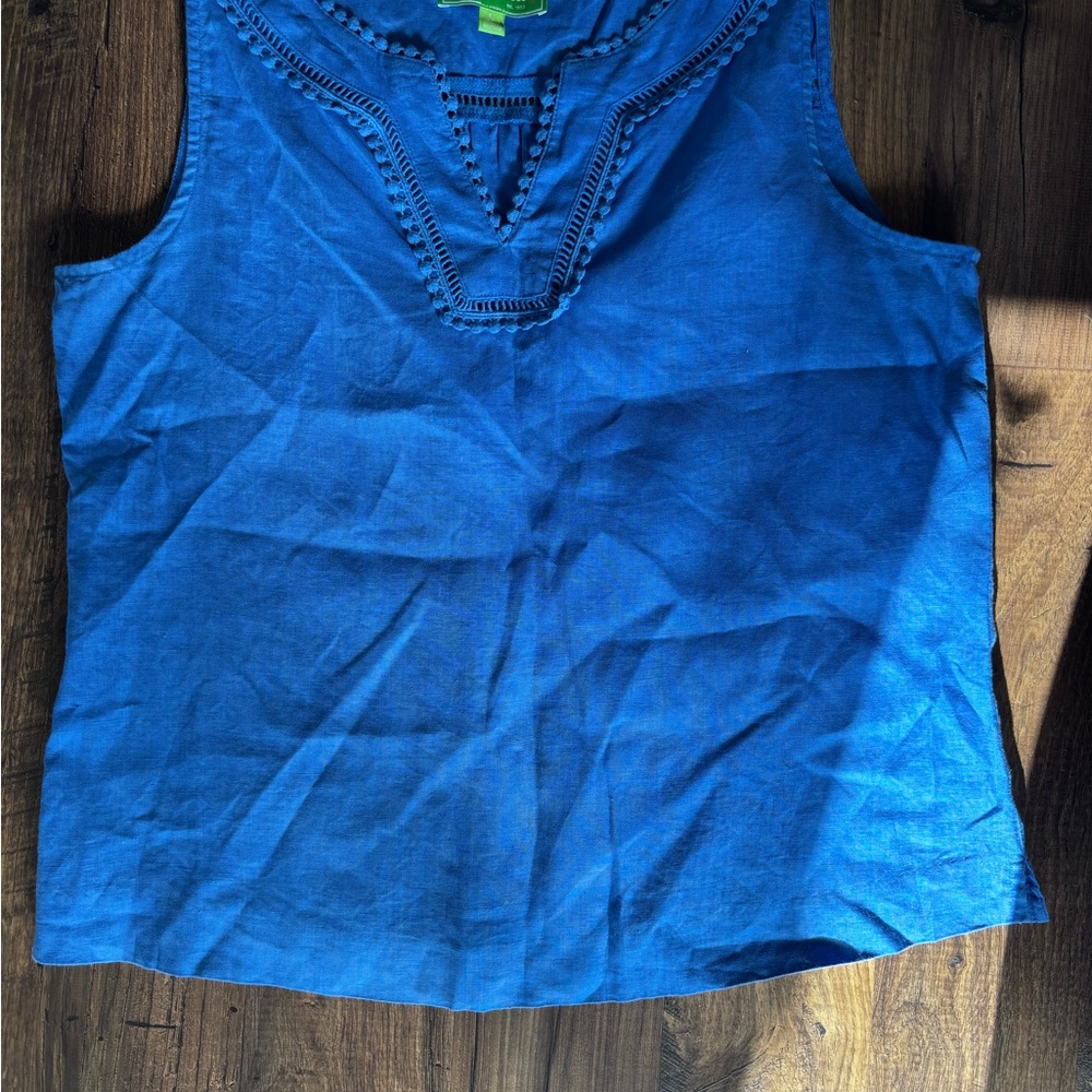 Pappagallo Vibrant Blue linen blend top